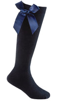 Load image into Gallery viewer, Knee High Socks With Bows - NAVY