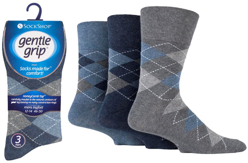 Gentle Grip Mens Socks - 3 pairs