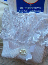 Load image into Gallery viewer, WHITE - Pretty Lace Frilly Socks with pearl detail and bow