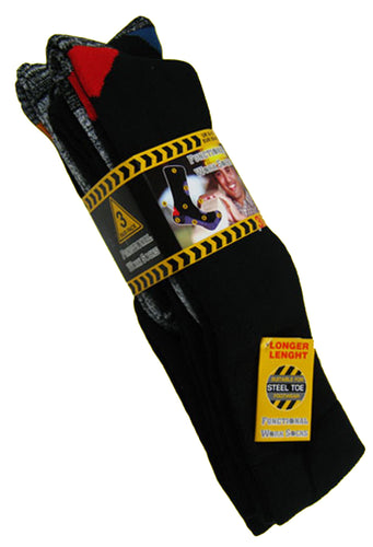 Mens Long Work Socks. Suitable for Steel Toe Footwear ---  3 Pair Pack