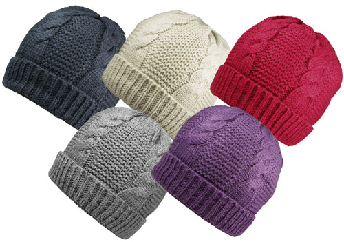 Ladies Sherpa Lined Knitted Hat